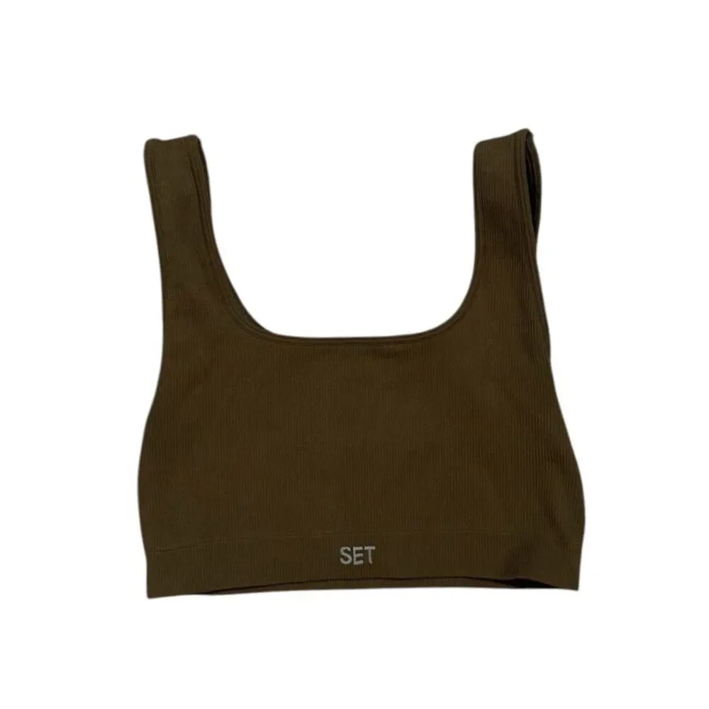 SET ACTIVE‎ x REVOLVE Ribbed Sports Bra Athletic Workout Yoga Fitness Top Size S